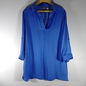CHICO'S  bluish purple  3/4  Slv blouse  Sz 3,
